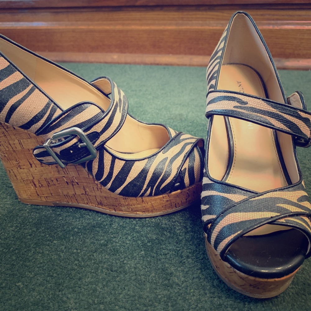 Antonio Melani Zebra Wedge Sandals